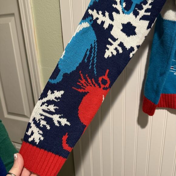 Blizzard Bay Santa Fishing Christmas Sweater Mens Large Ugly Christmas Sweater - Picture 3 of 6